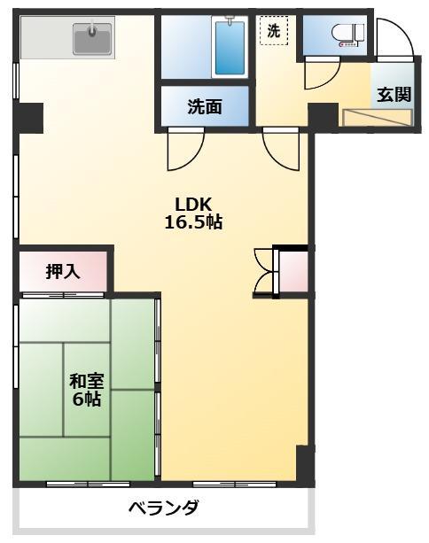 ライフ21(1LDK/5階)の間取り写真
