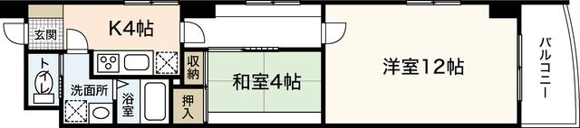 パーセ宝町(2K/4階)の間取り写真