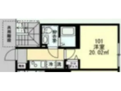 ベイルーム本鵠沼(1K/1階)の間取り写真