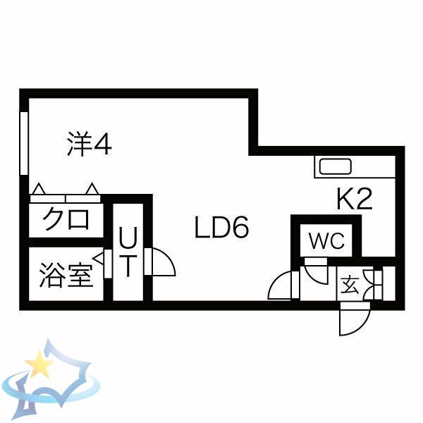 アーブル琴似(1LDK/4階)の間取り写真