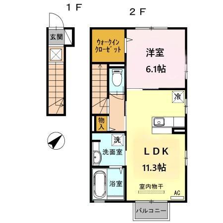 クーリエさくら(1LDK/2階)の間取り写真