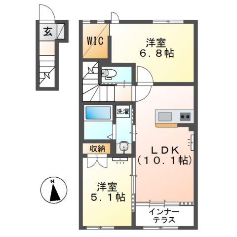スターテラス長島(2LDK/2階)の間取り写真