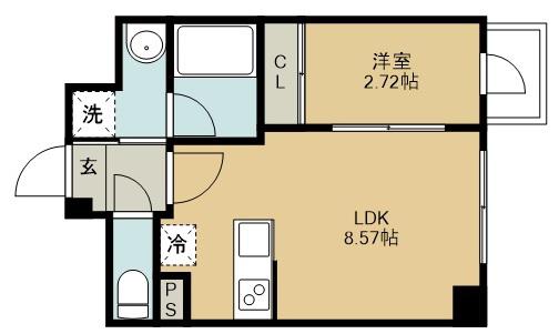 APPLE原町(1LDK/2階)の間取り写真