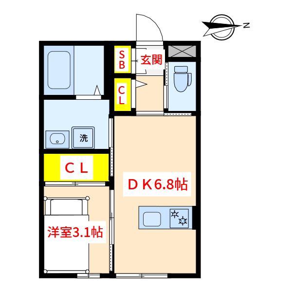 HARU7(1DK/4階)の間取り写真