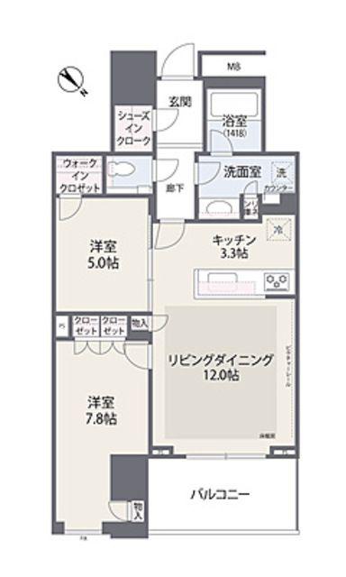 クロスエアタワー(2SLDK/19階)の間取り写真