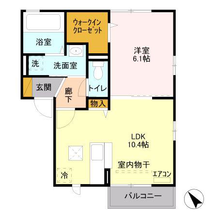 グランメール壱里山(1LDK/1階)の間取り写真