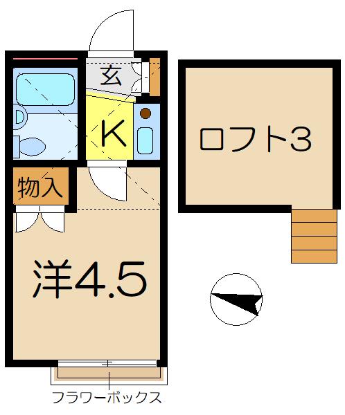 スカイピア港南台(1K/1階)の間取り写真