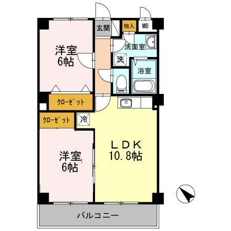 パレ・ドール港南台(2LDK/1階)の間取り写真
