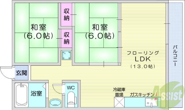 沼田ハイツ(2LDK/3階)の間取り写真