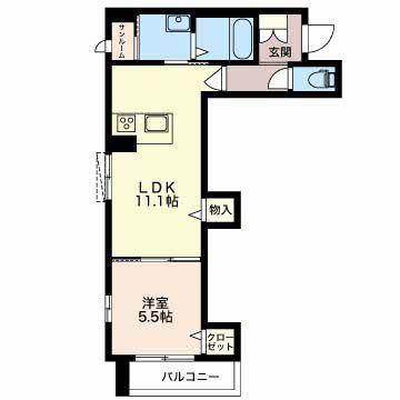 LE CONFORT(1LDK/3階)の間取り写真