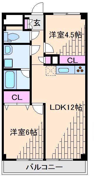 ハピネス飯田3号館(2LDK/1階)の間取り写真