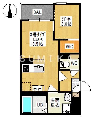 REGALEST 大元(1LDK/2階)の間取り写真