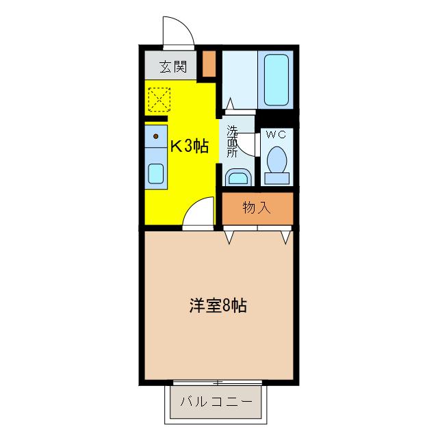 コンフォール1開成(1K/1階)の間取り写真