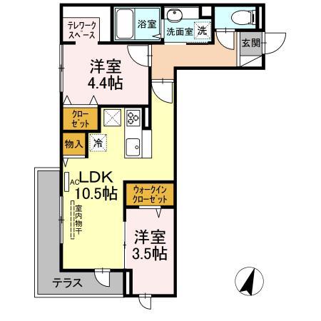 ステラ美光(2LDK/1階)の間取り写真
