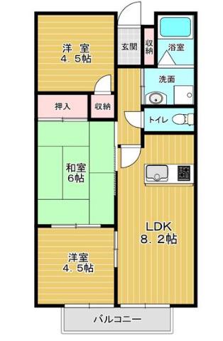 グランビューM(3LDK/2階)の間取り写真