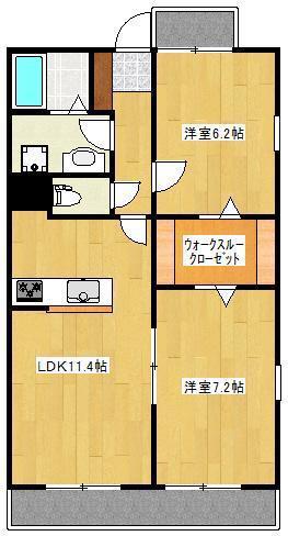 クロノス31田井島(2LDK/8階)の間取り写真