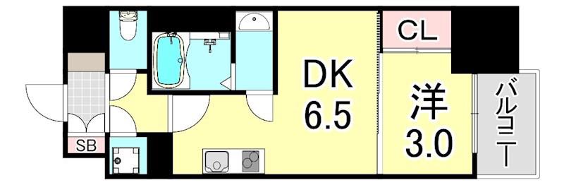 セレニテ神戸ミラク(1DK/10階)の間取り写真