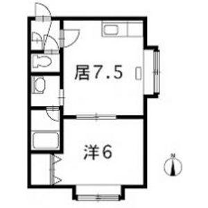 カステル元町(1DK/2階)の間取り写真