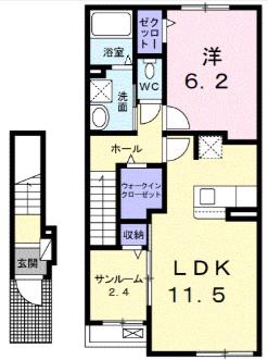トン ジャルダン(1LDK/2階)の間取り写真