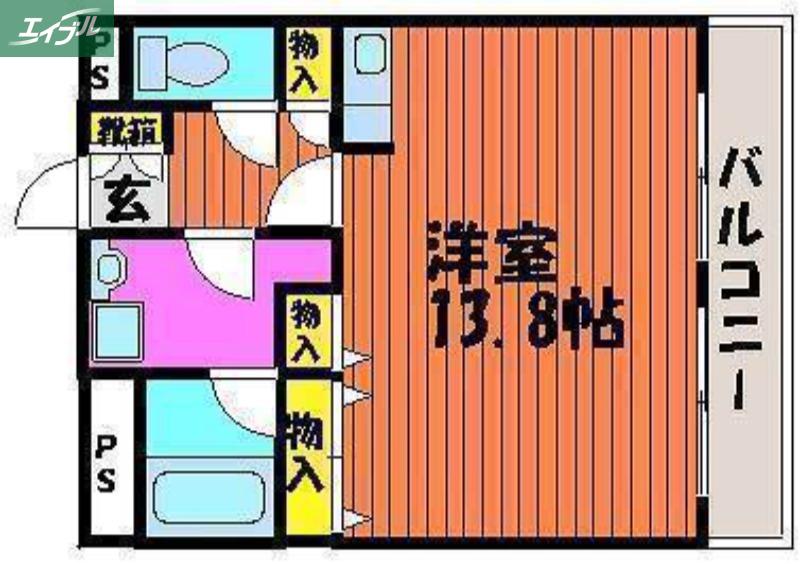 ブランカ新屋敷(ワンルーム/3階)の間取り写真