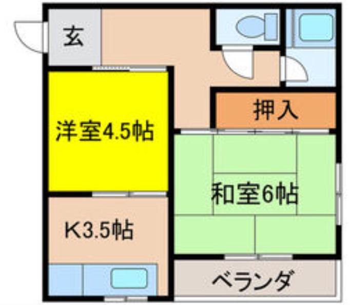 ミッチーマンション(2K/2階)の間取り写真