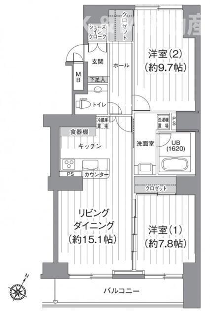 TS GARDEN北柏 2号棟(2LDK/10階)の間取り写真
