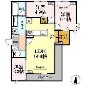 オークグレイス(3LDK/3階)の間取り写真