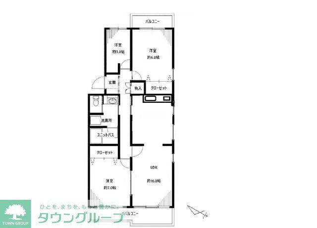 みずきが丘12号棟(3LDK/5階)の間取り写真