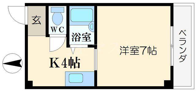 ラパンジール大国5(1K/7階)の間取り写真