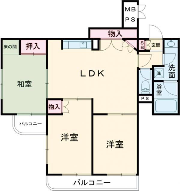ライオンズマンション古江東(3LDK/2階)の間取り写真