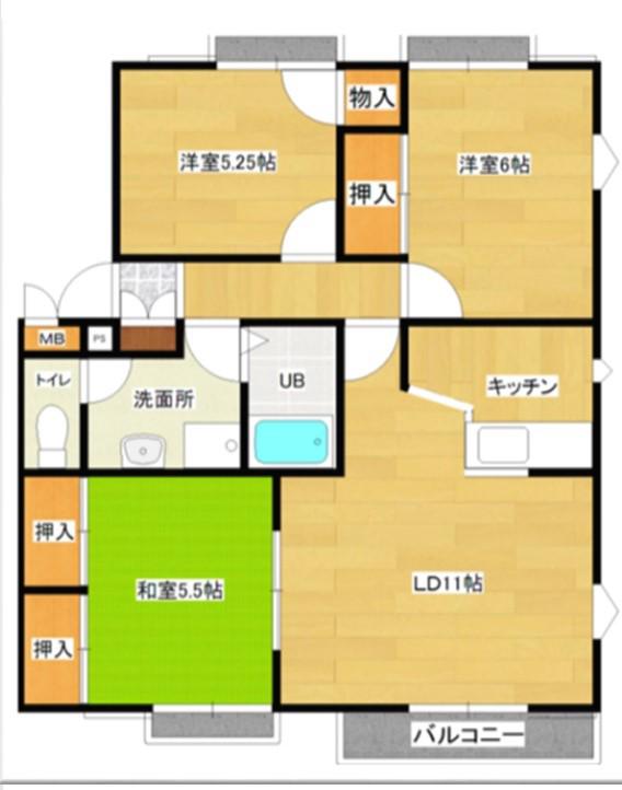 アスステージ赤津A棟(3LDK/1階)の間取り写真