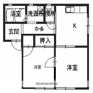 ＪＲ和歌山線 岩出駅 徒歩55分 2階建 築29年(2K/1階)の間取り写真