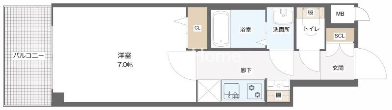 D.CLAREST玉造(1K/6階)の間取り写真