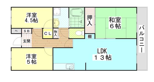 アルベーロ和生(3LDK/4階)の間取り写真