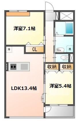 リュミエール高柳(2LDK/3階)の間取り写真