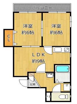 メゾンロイヤルヒロ(2LDK/5階)の間取り写真