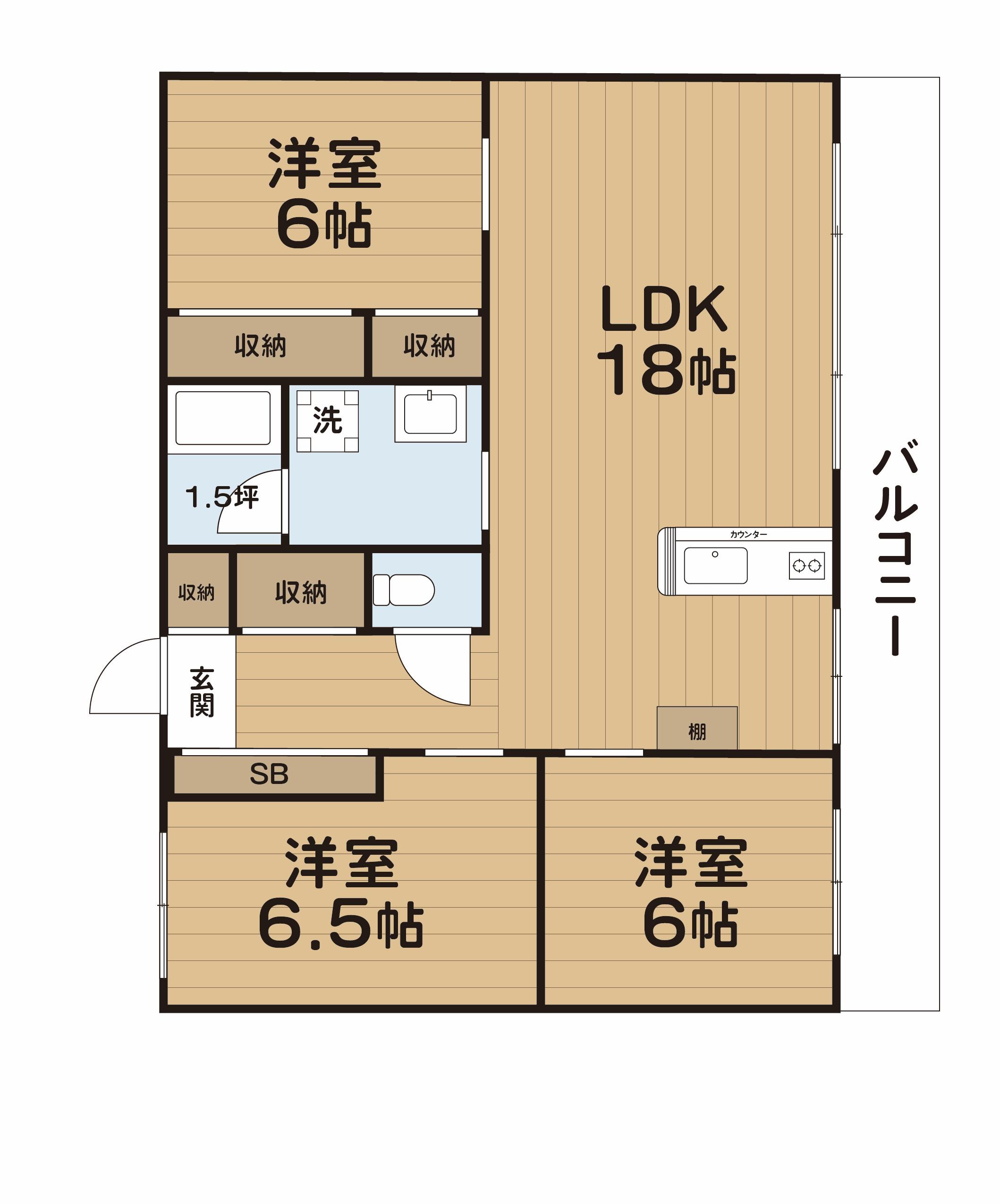西村ビル(3LDK/2階)の間取り写真