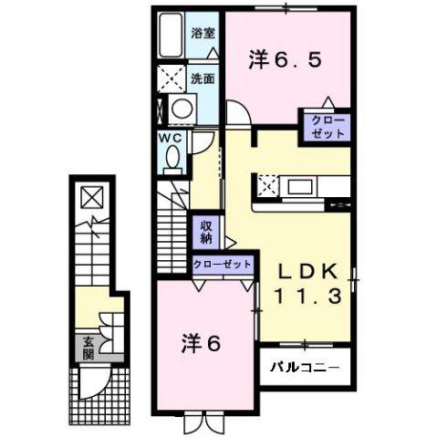 サンリット ヒル II(2LDK/2階)の間取り写真
