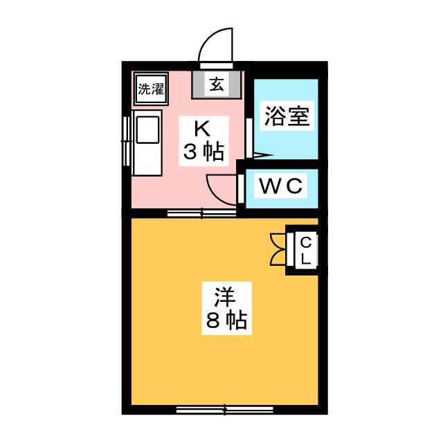 エスポワール(1K/1階)の間取り写真