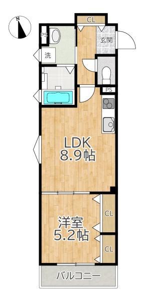 クリエオーレ郡津II(1LDK/1階)の間取り写真