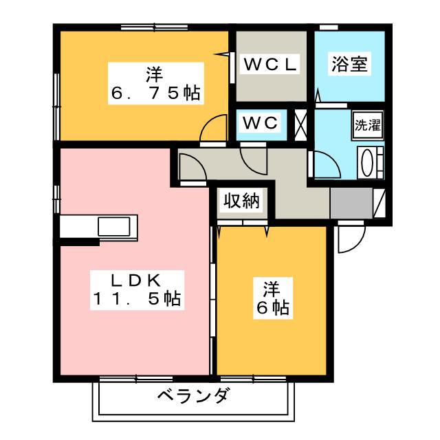 LEVANTE FORT(2LDK/2階)の間取り写真