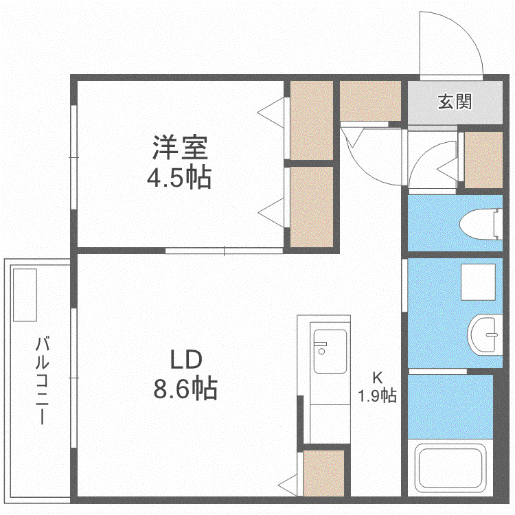 MULBERRYFIELD麻生1(1LDK/2階)の間取り写真