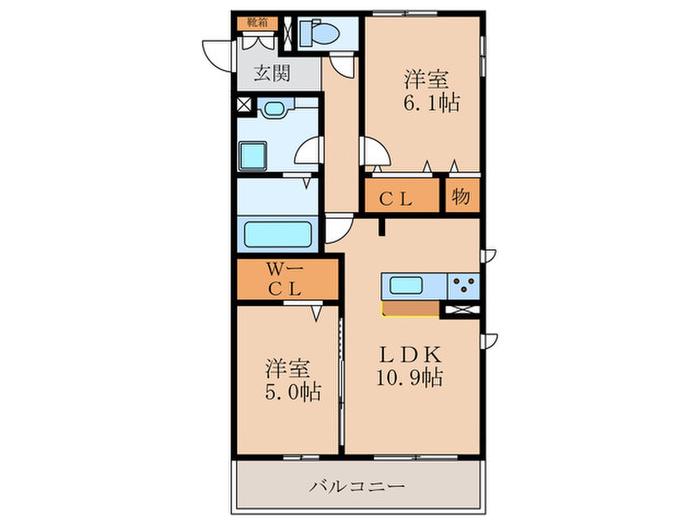 アコルデ西岩田(2LDK/2階)の間取り写真