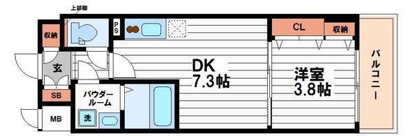CITY PAL CREST TANIMACHI(1DK/8階)の間取り写真