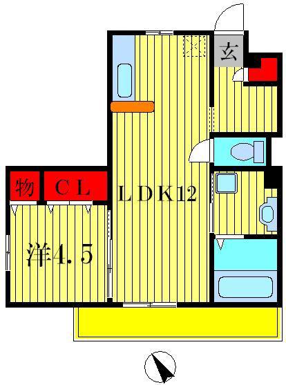 グランドゥールIII(1LDK/1階)の間取り写真
