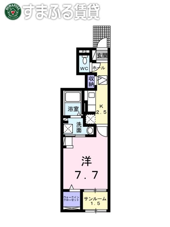 ドミールイン小呂(1K/1階)の間取り写真