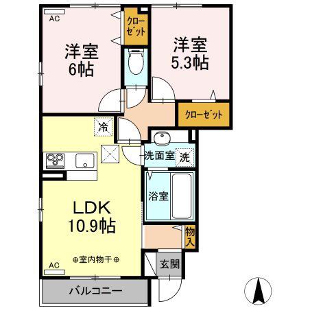ハーベスト・ムーンI(2LDK/1階)の間取り写真