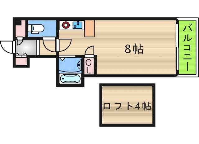 コスモレジデンス北加賀屋II(ワンルーム/1階)の間取り写真