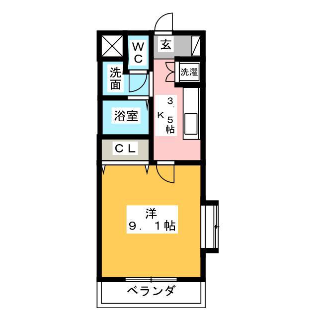 パルスクエアA(1K/3階)の間取り写真