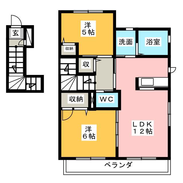 LE LIS しぶみ(2LDK/2階)の間取り写真